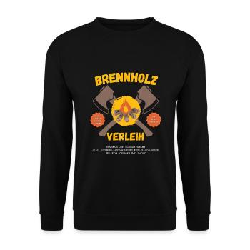 Feuerholz Verleih Brennholz Wald - Unisex Pullover - Schwarz - Vorne - Alina (178cm) & Michal (187cm)