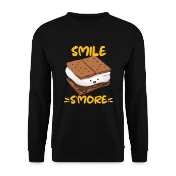 Smile S'More Lagerfeuer Camping - Unisex Pullover - Schwarz - Vorne - Alina (178cm) & Michal (187cm)