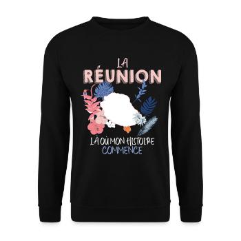 La Réunion mon histoire Cadeau Femme Homme - Sweat-shirt Unisexe - noir - Devant - Alina (178cm) & Michal (187cm)