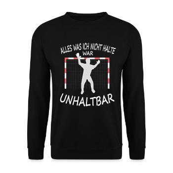 Handballer Torwart Handball Mannschaft Team - Unisex Pullover - Schwarz - Vorne - Alina (178cm) & Michal (187cm)