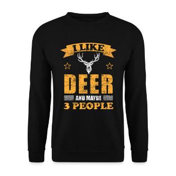 Reh Hirsch Tierliebhaber Lustiger Spruch Geschenk - Unisex Pullover - Schwarz - Vorne - Alina (178cm) & Michal (187cm)