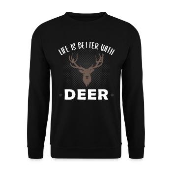 Deer Deer Woodland Animals Animal Lover Saying Gift - Unisex Sweatshirt - black - Front - Alina (178cm) & Michal (187cm)