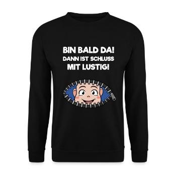 Bin Bald Da Dann Ist Schluss Mit Lustig Schwanger - Unisex Pullover - Schwarz - Vorne - Alina (178cm) & Michal (187cm)