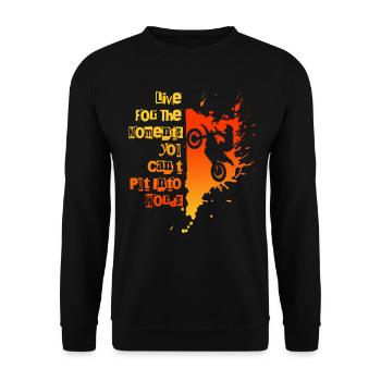 Live for Unforgettable Moments Adventure Biking - Unisex Sweatshirt - black - Front - Alina (178cm) & Michal (187cm)