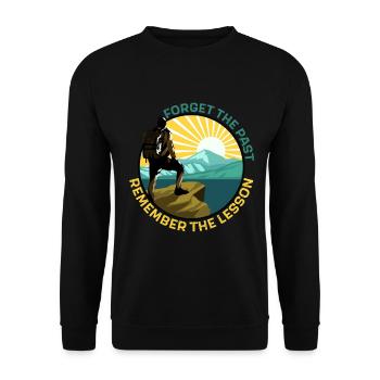 Vergiss die Vergangenheit, erinnere dich an die Lektion Lebenslektion - Unisex Pullover - Schwarz - Vorne - Alina (178cm) & Michal (187cm)