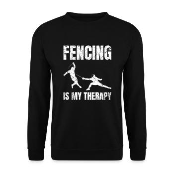 Fencing Is My Therapy Fechten - Unisex Sweatshirt - black - Front - Alina (178cm) & Michal (187cm)