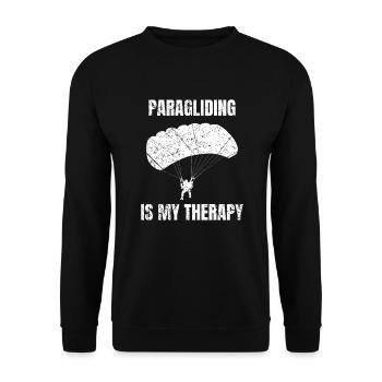 Paragliding Is My Therapy Gleitschirmflieger - Unisex Pullover - Schwarz - Vorne - Alina (178cm) & Michal (187cm)