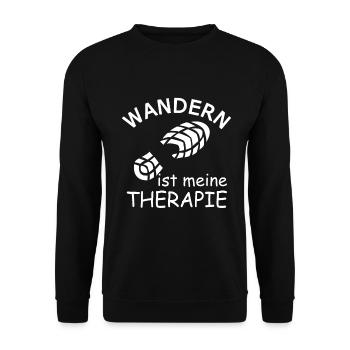 Wandern Ist Meine Therapie Wanderin Wanderwomen - Unisex Pullover - Schwarz - Vorne - Alina (178cm) & Michal (187cm)
