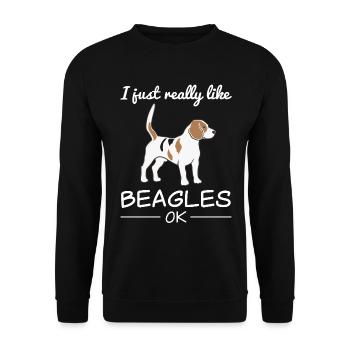 Beagle Hund Hundeliebhaber Spruch Geschenk - Unisex Pullover - Schwarz - Vorne - Alina (178cm) & Michal (187cm)