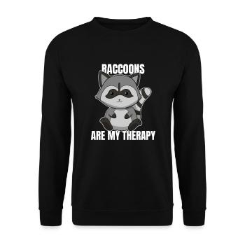 Les ratons laveurs sont ma thérapie Waschbären - Sweat-shirt Unisexe - noir - Devant - Alina (178cm) & Michal (187cm)