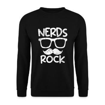Nerds Rock Gamer Geek Informatiker - Unisex Pullover - Schwarz - Vorne - Alina (178cm) & Michal (187cm)