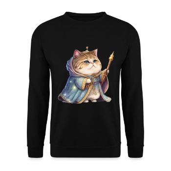 Katzen Mutter Miau König Lustig Katzendame T-Shirt - Unisex Pullover - Schwarz - Vorne - Alina (178cm) & Michal (187cm)