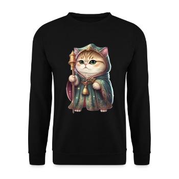 Katzen Mutter Miau König Lustig Katzendame T-Shirt - Unisex Pullover - Schwarz - Vorne - Alina (178cm) & Michal (187cm)
