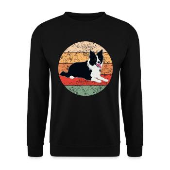 Border Collie Hund Hundeliebhaber Retro Geschenk - Unisex Pullover - Schwarz - Vorne - Alina (178cm) & Michal (187cm)