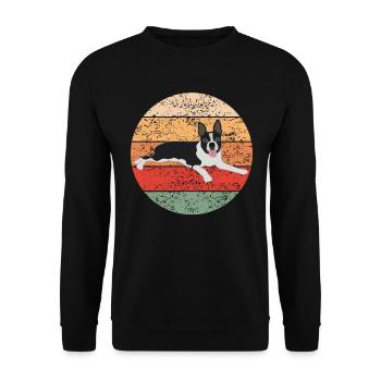Boston Terrier Hund Hundeliebhaber Retro Geschenk - Unisex Pullover - Schwarz - Vorne - Alina (178cm) & Michal (187cm)