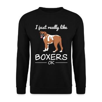 Boxer allemand chien chien amoureux disant cadeau - Sweat-shirt Unisexe - noir - Devant - Alina (178cm) & Michal (187cm)