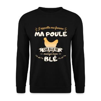 Ma Femme Ma poule cadeau couple humour - Sweat-shirt Unisexe - noir - Devant - Alina (178cm) & Michal (187cm)