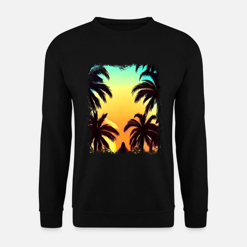 Tropical sunrise under palm trees - Unisex Sweatshirt - black