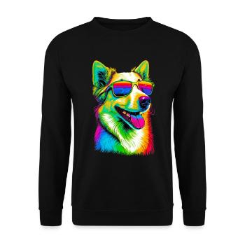 Super Cute Retro Rainbow Summer Corgi Corgeek Art - Unisex Sweatshirt - black - Front - Alina (178cm) & Michal (187cm)