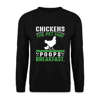 Chickens The Pet That Poops Breakfast - Unisex Pullover - Schwarz - Vorne - Alina (178cm) & Michal (187cm)