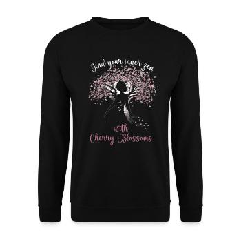Find your inner zen with cherry blossoms - Yoga - Unisex Sweatshirt - black - Front - Alina (178cm) & Michal (187cm)