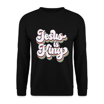 Jesus Is King - Unisex Pullover - Schwarz - Vorne - Alina (178cm) & Michal (187cm)