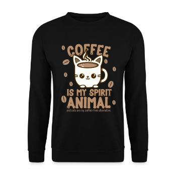 Coffee is my spirit animal and cats are my caffein - Unisex Sweatshirt - black - Front - Alina (178cm) & Michal (187cm)