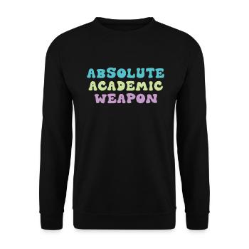 Studenten Absolute Academic Weapon - Unisex Pullover - Schwarz - Vorne - Alina (178cm) & Michal (187cm)