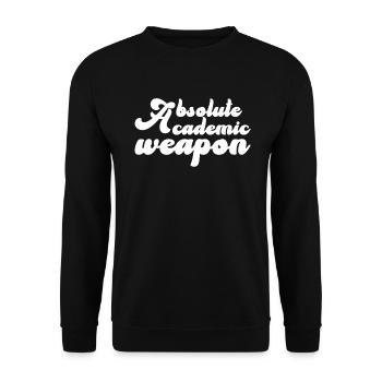 Studenten Absolute Academic Weapon - Unisex Pullover - Schwarz - Vorne - Alina (178cm) & Michal (187cm)