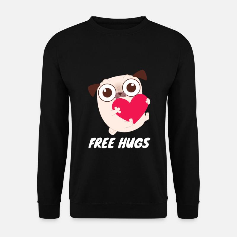 Gratis knus - sødt mopshjerte - Unisex sweater - sort
