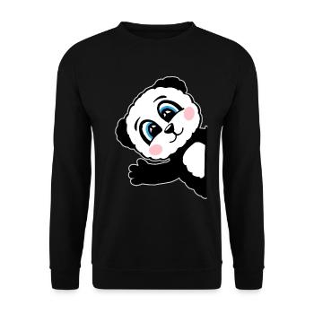 Panda Pandabär Geschenk Damen Herren Kinder - Unisex Pullover - Schwarz - Vorne - Alina (178cm) & Michal (187cm)