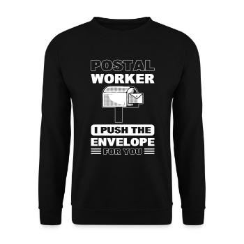 Funny Postal Worker Postman - Unisex Sweatshirt - black - Front - Alina (178cm) & Michal (187cm)