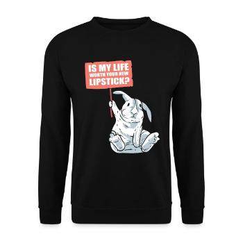 Rabbit and lipstick conservationists - Unisex Sweatshirt - black - Front - Alina (178cm) & Michal (187cm)