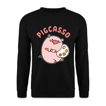 Cochon d’artiste d’artistes visuels - Sweat-shirt Unisexe - noir - Devant - Alina (178cm) & Michal (187cm)