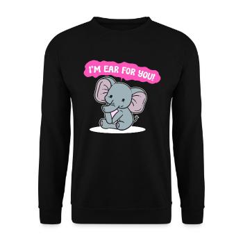 Elefant -Wortspiele Tierpfleger - Unisex Pullover - Schwarz - Vorne - Alina (178cm) & Michal (187cm)
