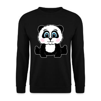 Panda Pandabär Geschenk Damen Herren Kinder - Unisex Pullover - Schwarz - Vorne - Alina (178cm) & Michal (187cm)