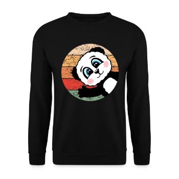 Panda Retro Panda Bear Gift Women Men Kids - Unisex Sweatshirt - black - Front - Alina (178cm) & Michal (187cm)