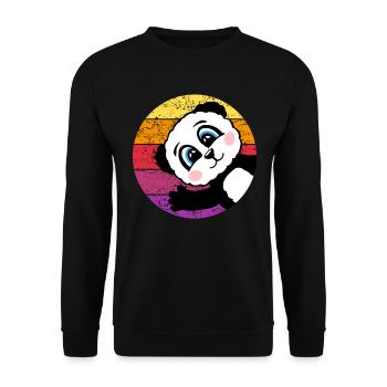 Panda Retro Panda Bear Gift Women Men Kids - Unisex Sweatshirt - black - Front - Alina (178cm) & Michal (187cm)