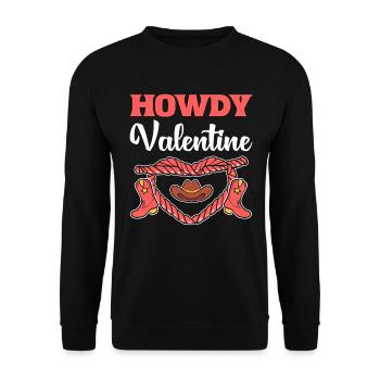 Howdy Valentine rancher - Unisex Sweatshirt - black - Front - Alina (178cm) & Michal (187cm)