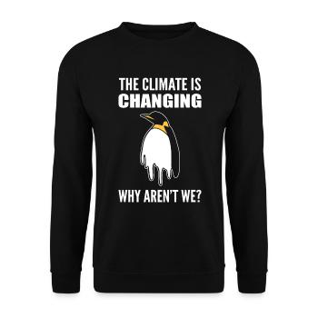 Penguin and climate change environmentalists - Unisex Sweatshirt - black - Front - Alina (178cm) & Michal (187cm)