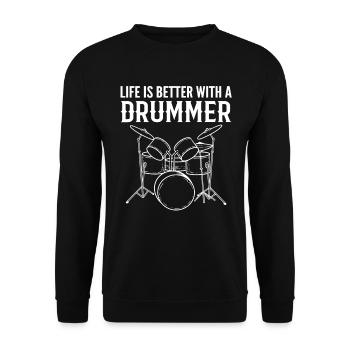 Drum Player Instrumentalist - Unisex Sweatshirt - black - Front - Alina (178cm) & Michal (187cm)