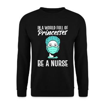 Lustige Krankenschwester - Unisex Pullover - Schwarz - Vorne - Alina (178cm) & Michal (187cm)
