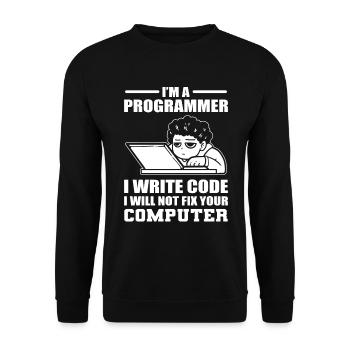 Développeur de logiciels de programmation humoristique - Sweat-shirt Unisexe - noir - Devant - Alina (178cm) & Michal (187cm)