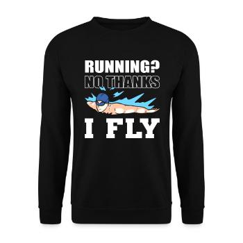 Lustiger Schwimmer Marathoner - Unisex Pullover - Schwarz - Vorne - Alina (178cm) & Michal (187cm)