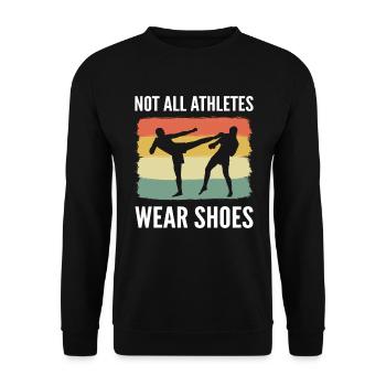 Tous les athlètes ne portent pas de chaussures Instructeur de kickboxing - Sweat-shirt Unisexe - noir - Devant - Alina (178cm) & Michal (187cm)