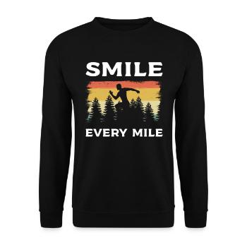 Smile Every Mile Marathon Runner - Unisex Sweatshirt - black - Front - Alina (178cm) & Michal (187cm)