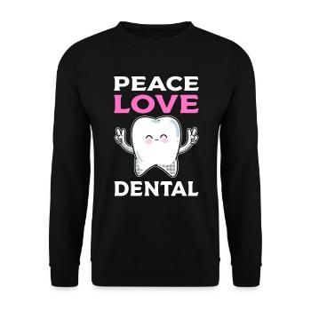 Peace Love Dental Dentist - Unisex Sweatshirt - black - Front - Alina (178cm) & Michal (187cm)