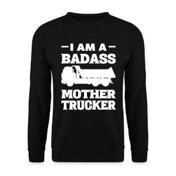Badass Truck Driver Trucker - Unisex Sweatshirt - black - Front - Alina (178cm) & Michal (187cm)