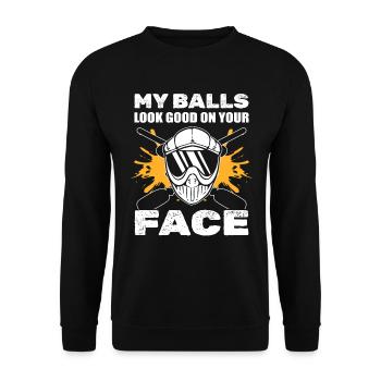 Mes balles ont fière allure sur votre visage Athlètes - Sweat-shirt Unisexe - noir - Devant - Alina (178cm) & Michal (187cm)