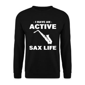 Funny Saxophonist Saxophone - Unisex Sweatshirt - black - Front - Alina (178cm) & Michal (187cm)